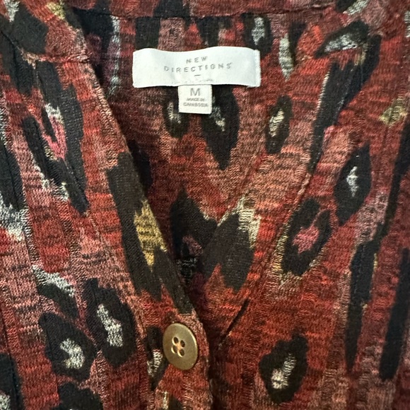 Medium new directions women's blouse tunic fall animal print top - Picture 3 of 6